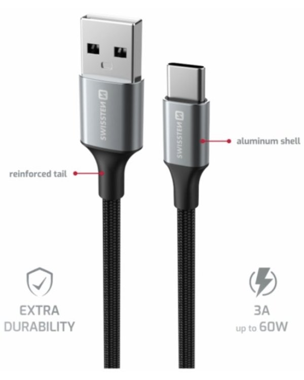 Swissten Textile II USB - USB-C Kабель для передачи данных и зарядки 1.5m