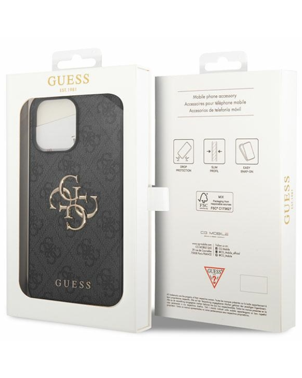 Guess PU Leather 4G Metal Logo Case Защитный Чехол для Apple iPhone 15 Pro Max