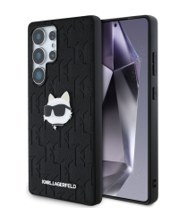 Karl Lagerfeld Leather Monogram Pin Logo Choupette Head Чехол для Samsung Galaxy S25 Ultra