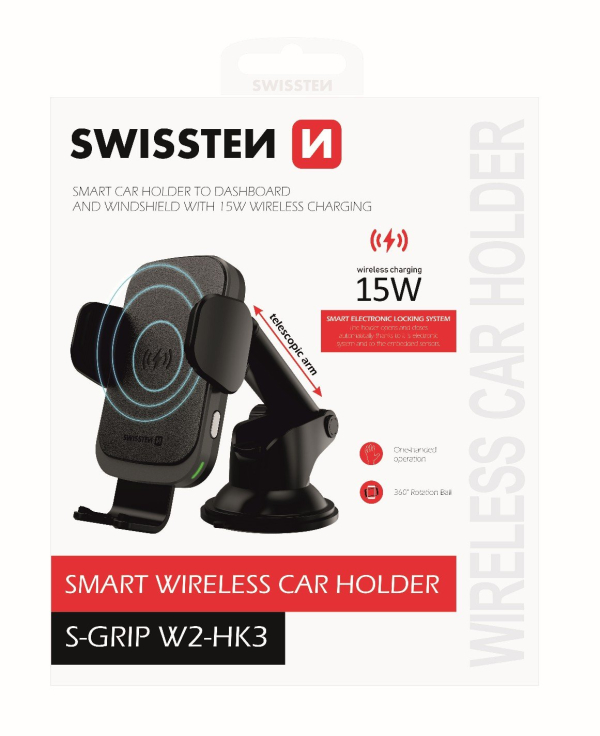 Swissten W2-HK3 Универсальный Держатель c Беспроводной Зарядкой 15W для смартфонов