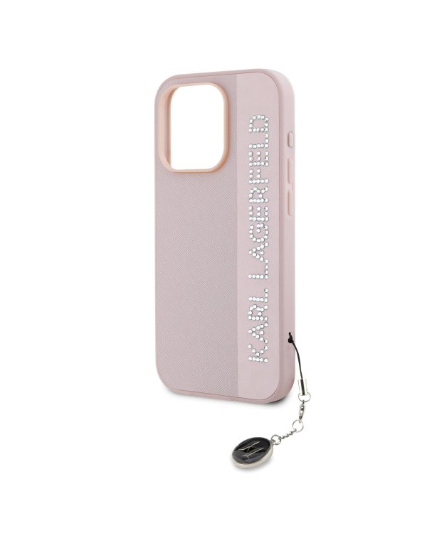 Дополнительное изображение книги «Karl Lagerfeld PU Saffiano Rhinestone Charm Case Защитный чехол для iPhone 15 Pro / розовый»