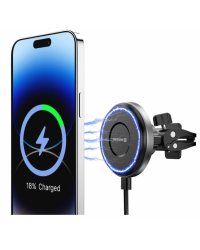 Swissten Airhold Магнитный автомобильный держатель с беспроводным зарядным устройством 15W / 7.5W (совместим с MagSafe)