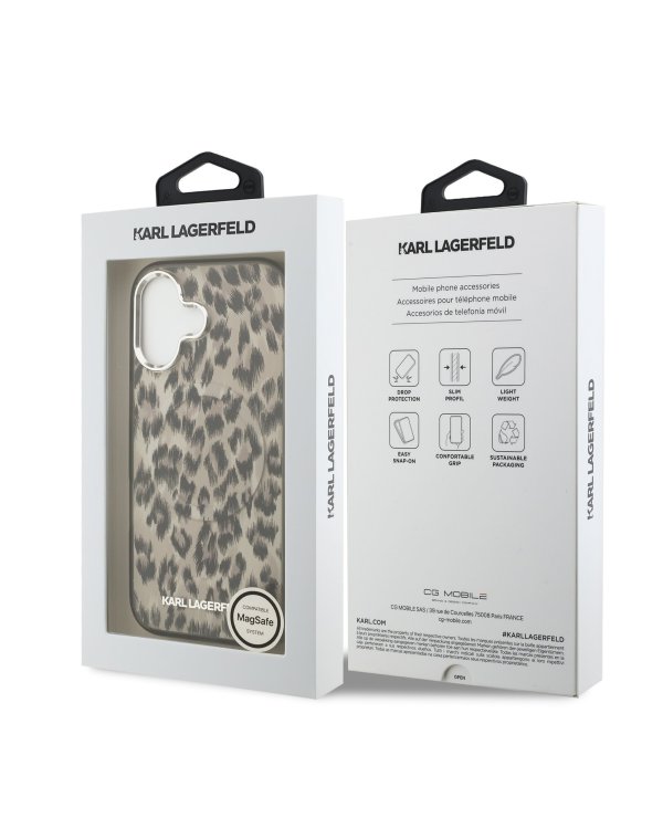 Karl Lagerfeld IML Leopard MagSafe Case Защитный чехол для iPhone 17 / коричневый