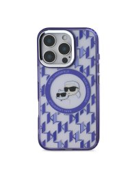 Karl Lagerfeld IML Monogram K&CH Heads MagSafe Case Защитный чехол для iPhone 16 Pro / фиолетовый