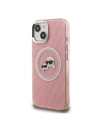 Karl Lagerfeld IML K&CH Heads Repeated Logo MagSafe Case for iPhone 15 Pink