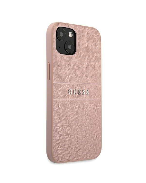 Guess GUHCP13MPSASBPI Saffiano Stripe Back Case Чехол для Apple iPhone 13 Rose