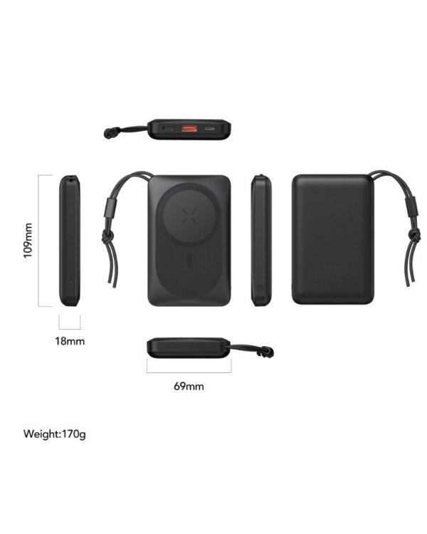 Swissten Magnetic Wireless Power Bank Переносная зарядная батарея USB / USB-C / Lightning / PD 20W / 10000 mAh