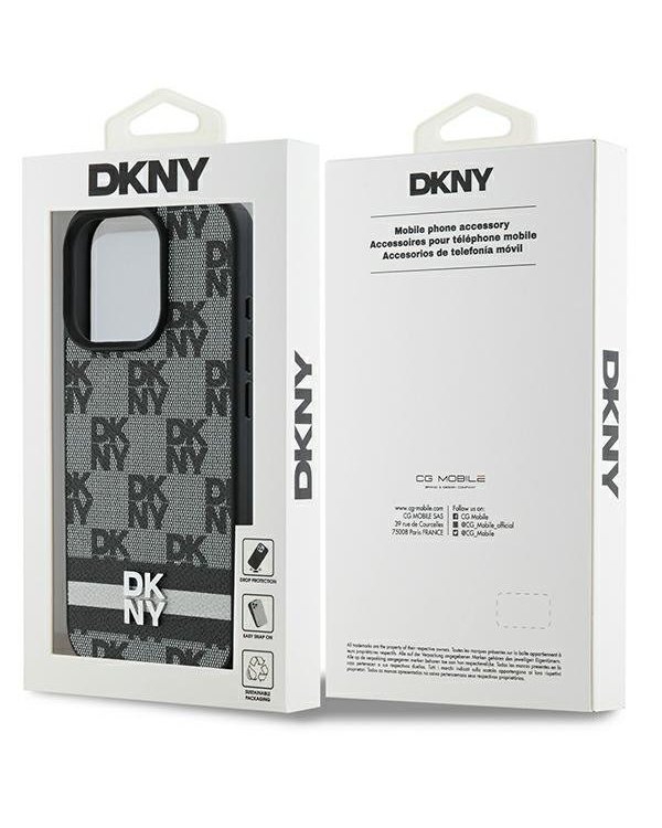DKNY Checkered Pattern & Printed Stripes Защитный Чехол для Apple iPhone 16 Pro