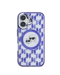 Karl Lagerfeld IML Monogram K&CH Heads MagSafe Case Защитный чехол для iPhone 16 / фиолетовый