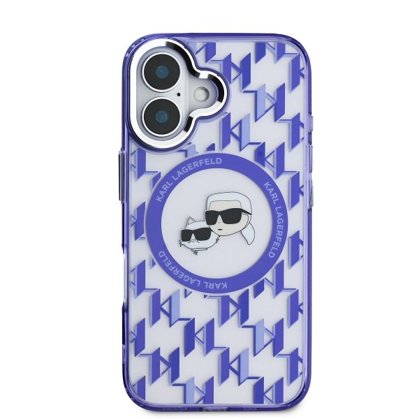 Karl Lagerfeld IML Monogram K&CH Heads MagSafe Case Защитный чехол для iPhone 16 / фиолетовый