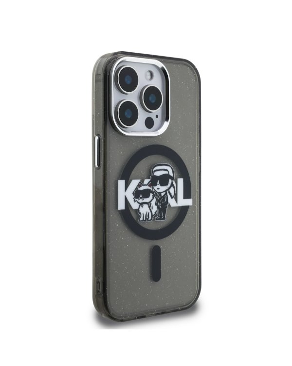 Karl Lagerfeld IML Glitter Karl and Choupette Sketch MagSafe Case Чехол для Apple iPhone 15 Pro Max