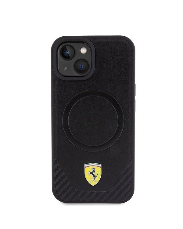 Ferrari Carbon Metal Logo MagSafe Back Case Защитный Чехол для Apple iPhone 15