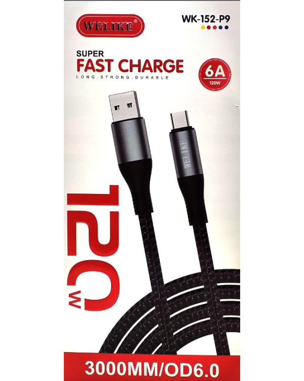 WELIKE WK-152-P9 Кабель для зарядки USB - USB-C 120W / 3m / серый