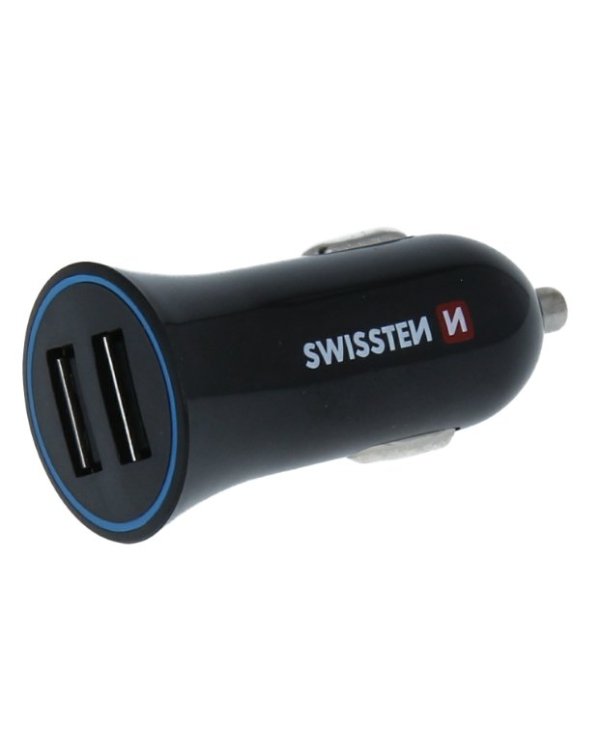 Swissten Автомобильная зарядка 12 / 24V / 1A+ 2.1A + кабель USB-C 1m