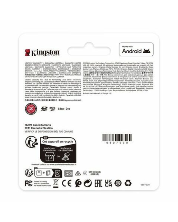 Kingston Canvas Select Plus Gen3 Карта памяти 512 ГБ / microSDXC