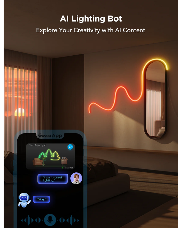 Govee H61D3 Неоновая светодиодная лента Wi-Fi / Bluetooth / 2.3m