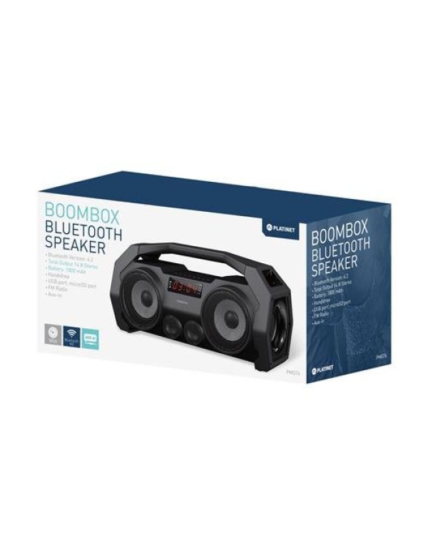 Дополнительное изображение книги «Platinet PMG76B Boombox waterproof IPX5 Bluetooth Беспроводная колонка с FM Radio / Handsfree / MicroSD / AUX / USB / 14W»