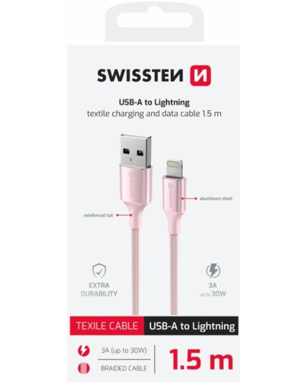 Swissten Textile II USB - Lightning кабель для передачи данных и зарядки 1.5m