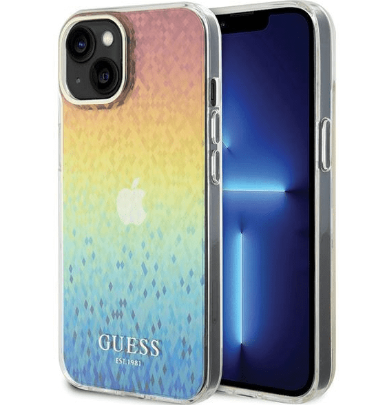 Guess IML Faceted Mirror Disco Iridescent Case Защитный Чехол для iPhone Apple 15