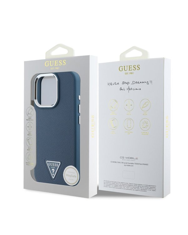 Guess PU Grained Triangle Logo Case Чехол для Apple iPhone 16 Pro