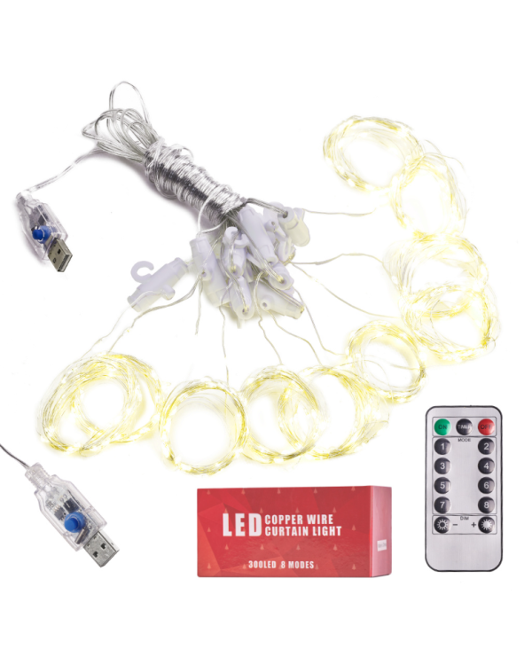 Дополнительное изображение книги «RoGer LED Светящийся Провод 300 LED Тепло-белый 3x3m»