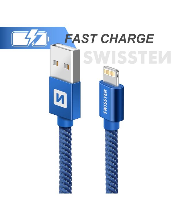 Swissten Textile Fast Charge 3A Lightning Кабель Для Зарядки и Переноса Данных 2m