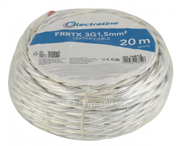 Electraline 16812 FRRTX Tекстильный кабель 3G1,5 мм² / 20 м