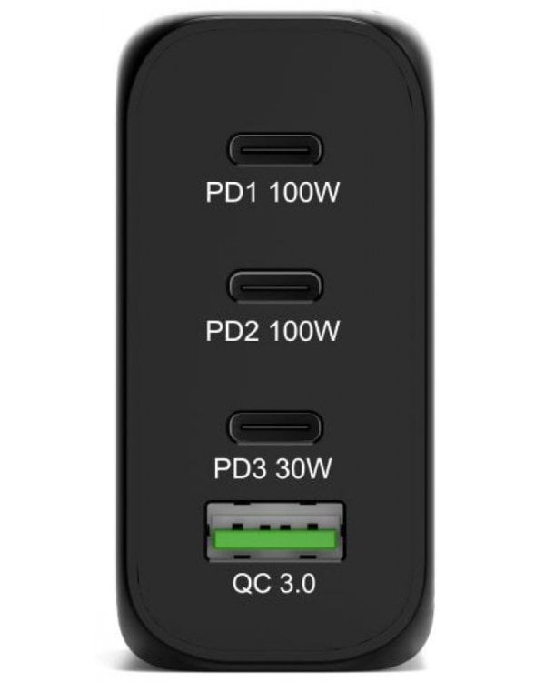 GaN Подача питания через порт и быстрая зарядка USB-C и USB-A мощностью 120 Вт зарядное устройство