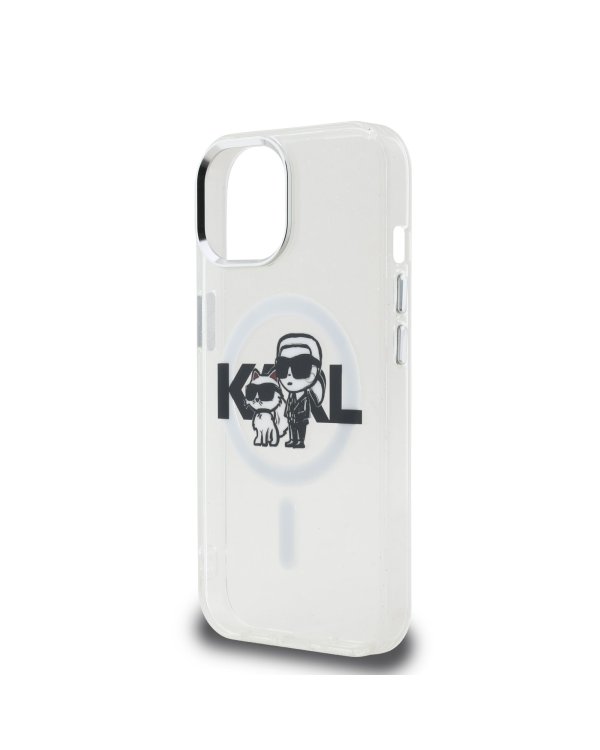 Karl Lagerfeld IML Glitter Karl and Choupette Sketch MagSafe Case Защитный чехол для iPhone 15 / прозрачный