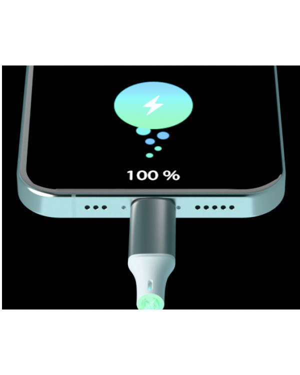 Qualo QCS-CL-00 Glowing Кабель USB-С – Lightning / 12W / 1m / LED