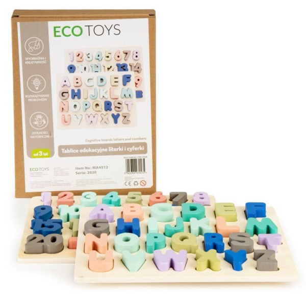 Ecotoys Деревянная образовательная доска с цифрами и буквами