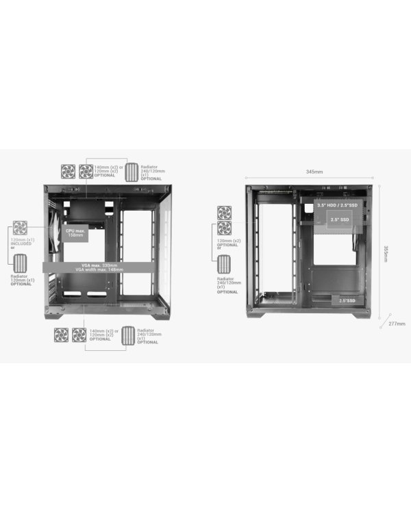 Mars Gaming MCVIEW2 Компьютерный корпус mATX / чёрный