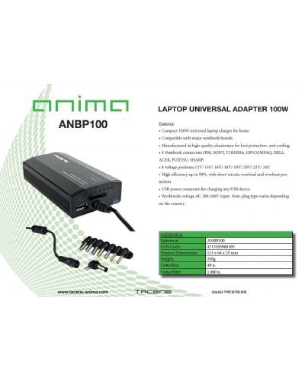 Tacens ANBP100 Универсальное зарядное устройства 100W / 8-контактный адаптер