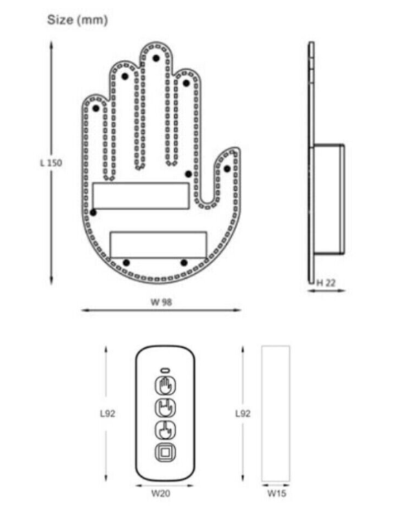 Wooco Автомобильная интерактивная LED ладонь с дистанционным управлением