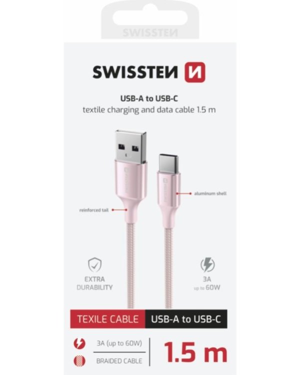 Swissten Textile II USB - USB-C Kабель для передачи данных и зарядки 1.5m