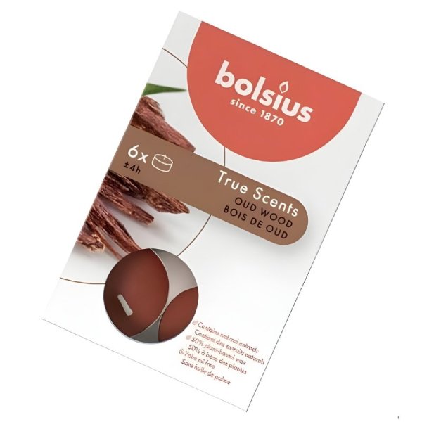 Bolsius True Scents Ароматические Чайные Свечи Oud Wood 6шт