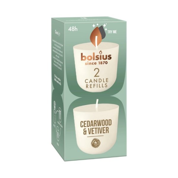 Bolsius CleanLight Сменные Свечи 2шт Cedarwood&Vetiver