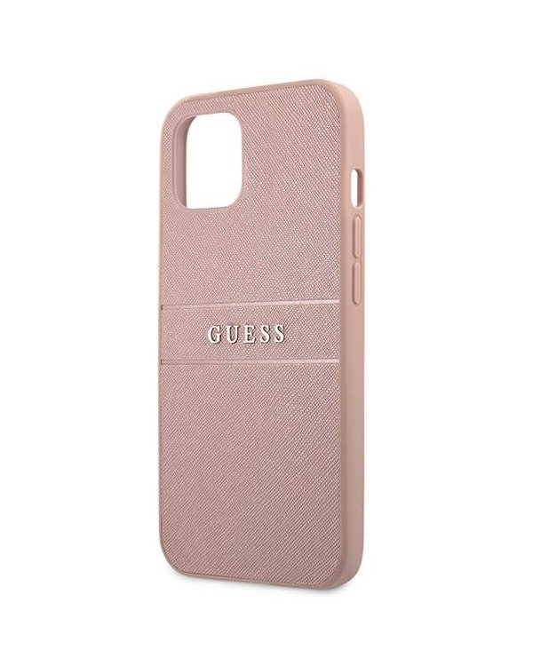 Guess GUHCP13MPSASBPI Saffiano Stripe Back Case Чехол для Apple iPhone 13 Rose