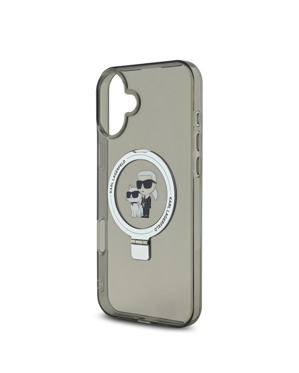 Karl Lagerfeld Ringstand Karl and Choupette MagSafe Защитный чехол для iPhone 16 Plus / чёрный