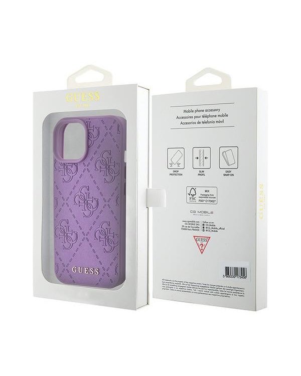 Guess Leather 4G Stamped Back Case Защитный Чехол для Apple iPhone 15