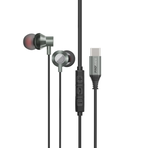 Promate Silken-C Ergonomic Stereo In-Ear Проводные наушники USB-C / 1.2m