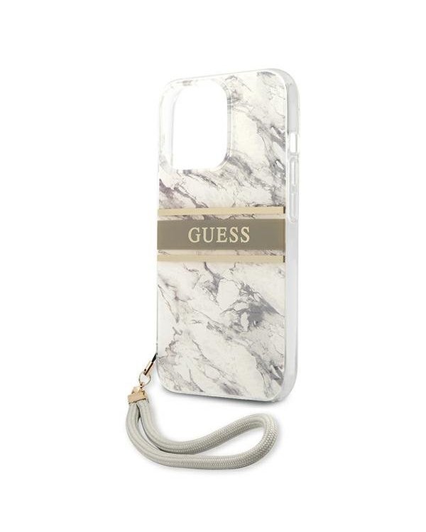 Guess GUHCP13XKMABGR Marble Strap Back Case Чехол для Apple iPhone 13 Pro Max Серый