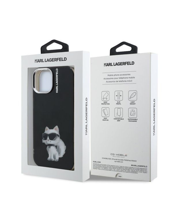 Karl Lagerfeld IML Aquarelle Choupette Защитный чехол для iPhone 15 / чёрный