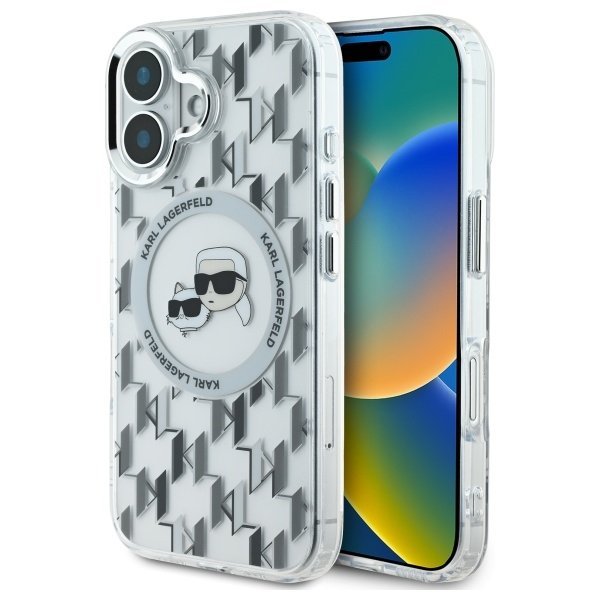 Karl Lagerfeld Hard IML Monogram Karl&Choupette Head MagSafe Case Чехол для Apple iPhone 16