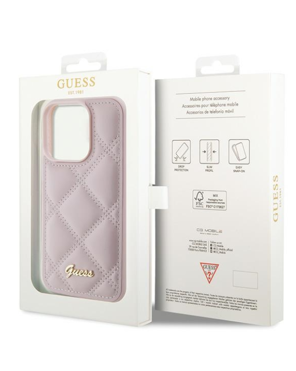 Guess Quilted Metal Logo Case Защитный Чехол для Apple iPhone 15 Pro Max
