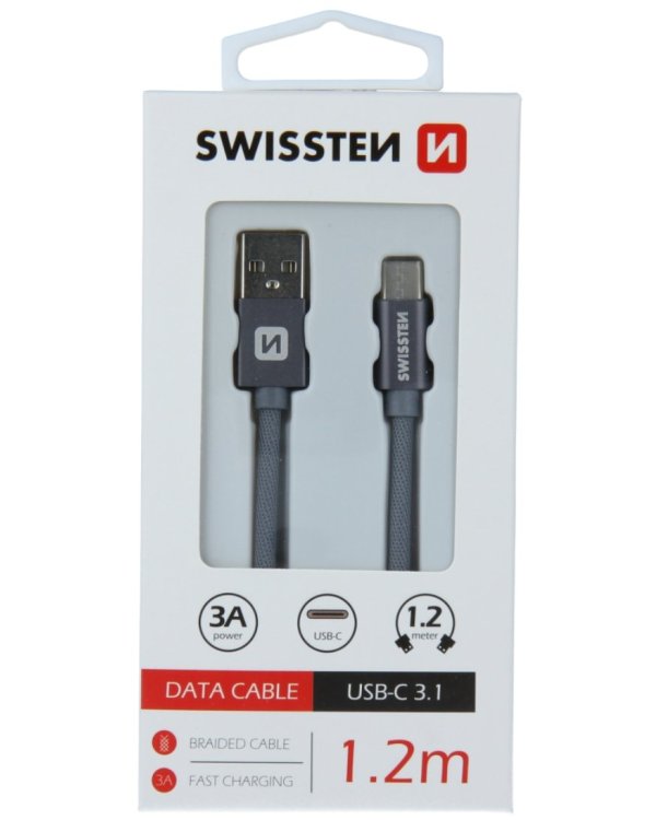 Swissten Textile Универсальный Quick Charge 3.1 USB-C USB Кабель данных 1.2м