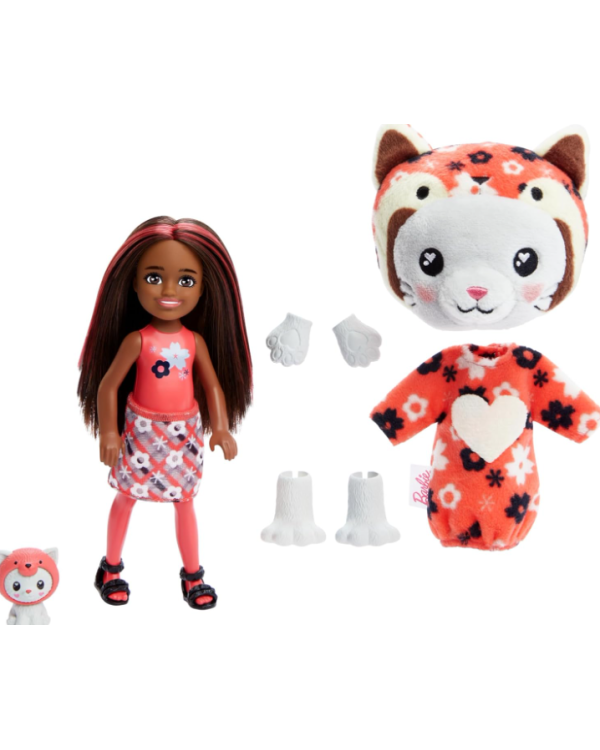 Barbie Chelsea Cutie Reveal Costume Cuties Series Teddy Bear in Red Panda Кукла