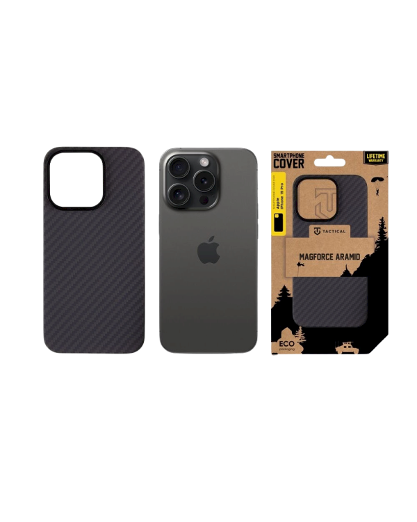 Tactical MagForce Aramid Cover Защитный чехол для Apple iPhone 15 Pro / чёрный