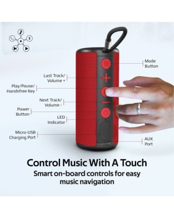 Promate Pylon Bluetooth 5.0 Портативная Колонка Kраснaя