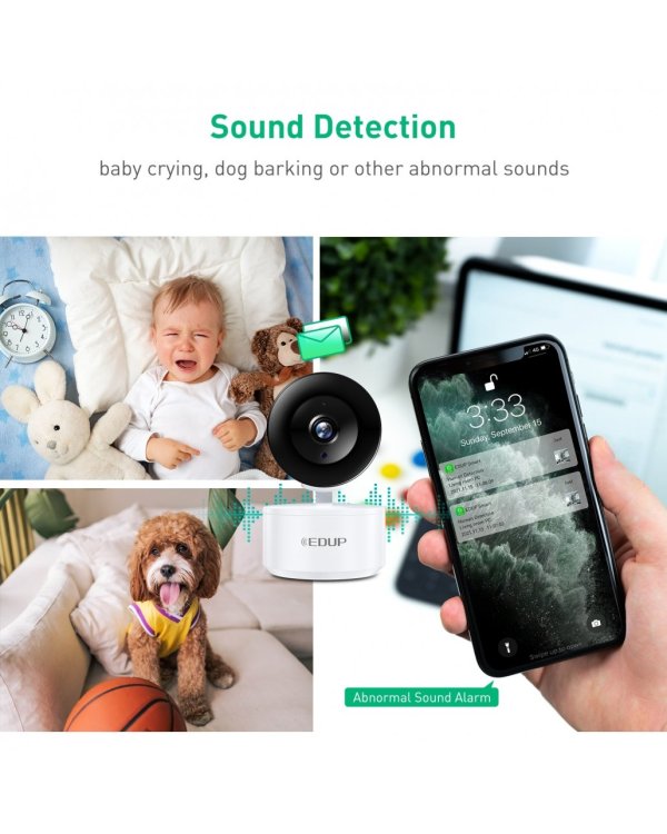 EDUP EH-2048P17 V2 Smart IPCam Умная камера для дома Wi-Fi / PTZ 350° / 2K H.264 / microSD / Audio / IR WDR / USB-C